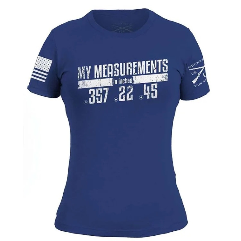 Grunt Style Women's Navy Blue 'My Measurements' Short Sleeve Tee